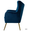 Tufted Accent Chair With Golden Legs, Navy