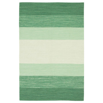 India Contemporary Area Rug, Green and Cream, 2'6x7'6 Runner