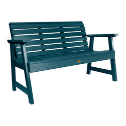 Highwood USA - Weatherly Garden Bench, Blue, 4' - Outdoor Benches