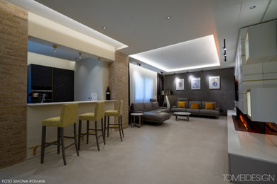 Esempio di un angolo bar minimalista