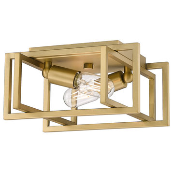 Tribeca Flush Mount With Brushed Champagne Bronze Accents Shade