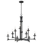 Maxim Lighting - Maxim Lighting 30306NI Anvil 9-Light Chandelier in Natural Iron - This hammered metal frame finished in Natural Iron looks straight from the blacksmith. A rustic style is refined by adding your choice of shades Canvas fabric or Galvanized metal with rivets. Carry this look forward by adding the complimentary table or floor lamp.
