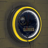 NHL Chrome Double Rung Neon Clock, Watermark, Buffalo Sabres