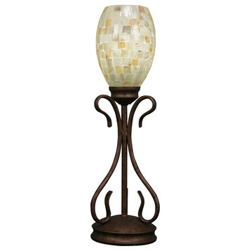 Swan Mini Table Lamp In Bronze, 5" Ivory Seashell Glass