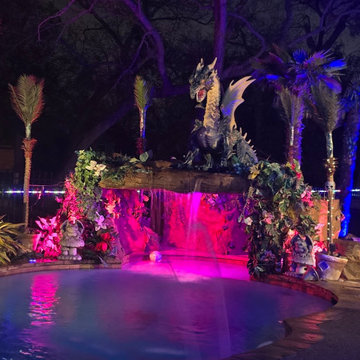 Pool Grotto with Lighting & Artificial Flowers