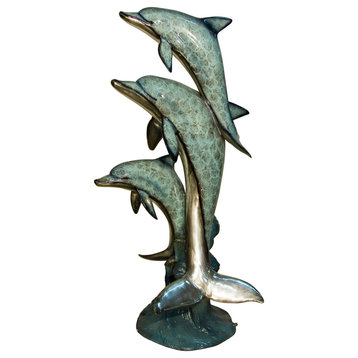 3 Dolphins Fountain 71" Special Patina