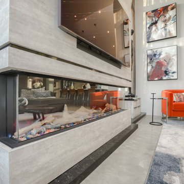 TREE SIDED FIREPLACE WALL DESIGN