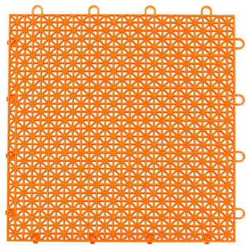 Quix 12" x 12" Interlocking Floor Tiles, 9 Pack, Fire Orange