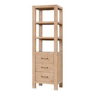 Bathroom Linen Storage Tower Cabinet Elements Acacia - Gray Wood
