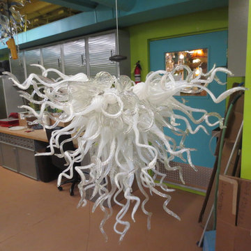 Blown Glass Chandelier - Art Glass Lighting - Custom Commission