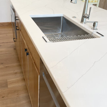 Skinny Shaker Door Kitchen in Birch Pecan Stain
