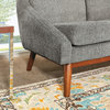 Mid-Century Sofa, Charcoal Fabric With Coffee Finish Legs