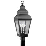 Livex Lighting - Livex Lighting 2606-04 Exeter - 3 Light Outdoor Post Top Lantern in Exeter Style - Finished in charcoal with clear water glass, thisExeter 3 Light Outdo Black Clear Water Gl *UL: Suitable for wet locations Energy Star Qualified: n/a ADA Certified: n/a  *Number of Lights: 3-*Wattage:60w Candelabra Base bulb(s) *Bulb Included:No *Bulb Type:Candelabra Base *Finish Type:Black