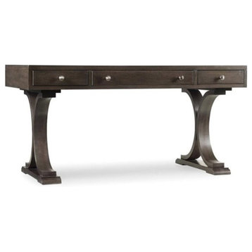 Bowery Hill 60" Transitional Wood Writing Desk in Dusty Brown-Gray/Natural