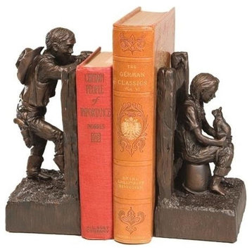 Bookends Bookend AMERICAN WEST Lodge Ranch Kids Chocolate Brown Resin