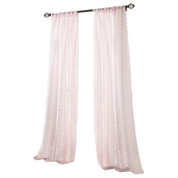 Olly Solid Sheer Rod Pocket Curtain Panel Pair 37x84", Baby Pink