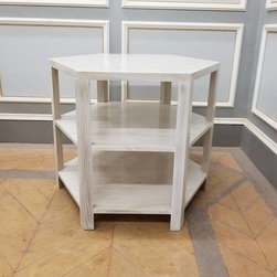 Hexagonal Table in Whitewashed Finish - Side Tables And End Tables