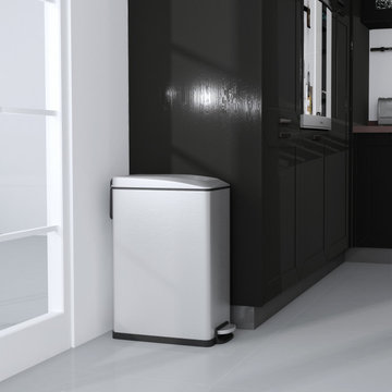 Slim Stainless Steel Step-on Kitchen Trash Can