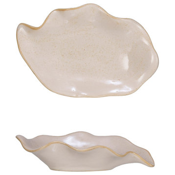 Stoneware Soap Dish and Spoon Rest With Reactive Glaze, White