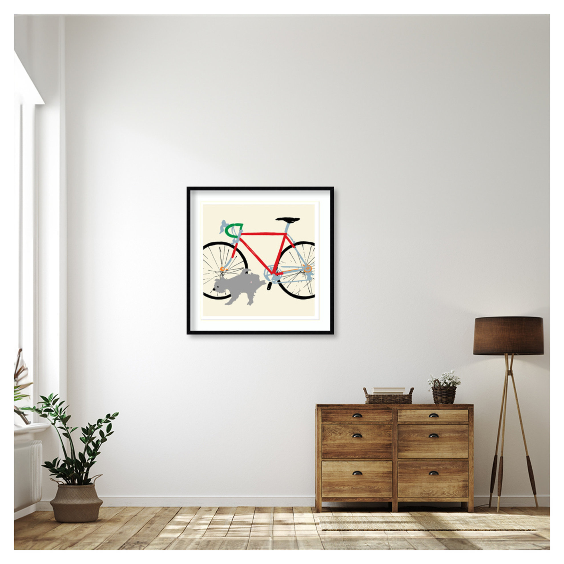 A Bike For The Boys, Dog by Jenny Frean Framed Wall Art 33 x 33 ...