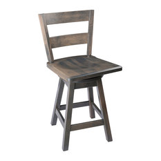 Furniture Barn USA - Swivel Bar Stool, Maple Wood With Straight Back, Antique Slate, Counter Height - Bar Stools and Counter Stools