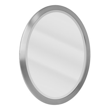 Head West Brushed Nickel Stainless Steel Oval Beveled Vanity Mirror - 23x29