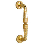 Mestre - Calais Polished Gold Luxury Pull Handle On Rosette 10.7". One piece - Introducing the exquisite Calais Door Pull Handle on Rosette 10.7""  from our Classica Collection.