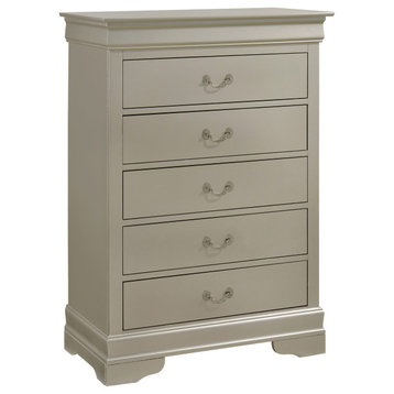 Louis Phillipe Silver Champagne 5 Drawer Chest of Drawers (33 in L. X 18 in...