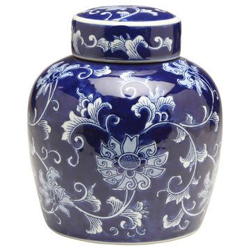 9" Blue & White Ginger Jar