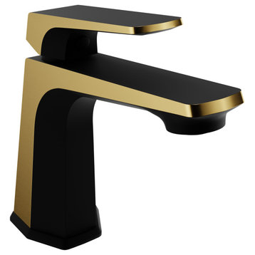 1-Handle Bathroom Faucet, Matte Black and Brushed Gold