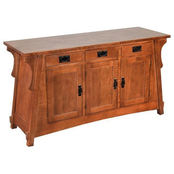 Crafters and Weavers Arts and Crafts Wood Console Cabinet in Cherry