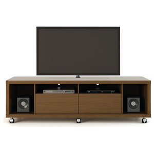 Mid Century Tv Stand Shelves And 2 Drawer Slides Black Gloss