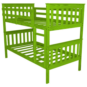 Pine Bunk Bed, Lime Green, Twin Over Twin