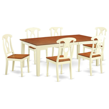 7-Piece Kitchen Nook Dining Set, Table and 6 Chairs, Buttermilk/Cherry