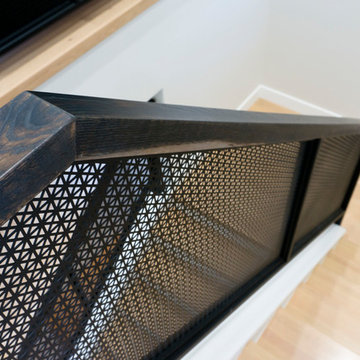 Oak Hand Rail + Perforated Steel Railing