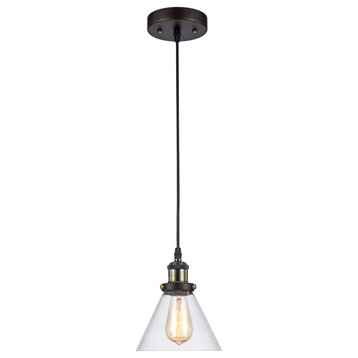 IRONCLAD, Industrial-style 1 Light Rubbed Bronze Ceiling Mini Pendant, 7" Shade