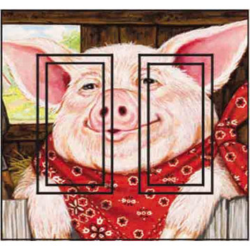 Farmer Pig Double Rocker Peel and Stick Switch Plate Cover: 2 Units