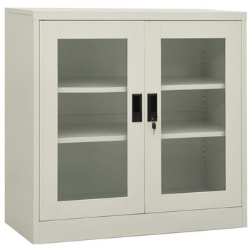 vidaXL Office Cabinet Storage Cabinet Home Display Cabinet Light Gray Steel