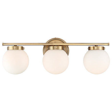 3-Light Bath Bar, Natural Brass