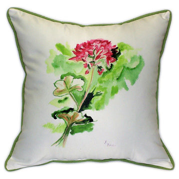 Pair of Betsy Drake Geranium Large Pillows 18 Inch x 18 Inch