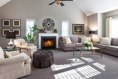 Inspiration for a transitional family room remodel in Boston