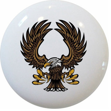 Eagle Mascot Ceramic Cabinet Drawer Knob