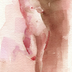 Figure - Red Brown Magenta Watercolor - Fine Art Prints