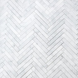 Carrara Marble Italian White Bianco Carrera 1x6 Herringbone Mosaic Tile Honed - Products
