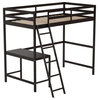 Riley Loft Bed Frame with Desk, Frame, Guard Rails & Ladder for Kids and Teens, Espresso, Twin
