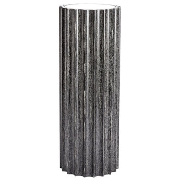 Reflective Column Pedestal, Black Cerused Oak