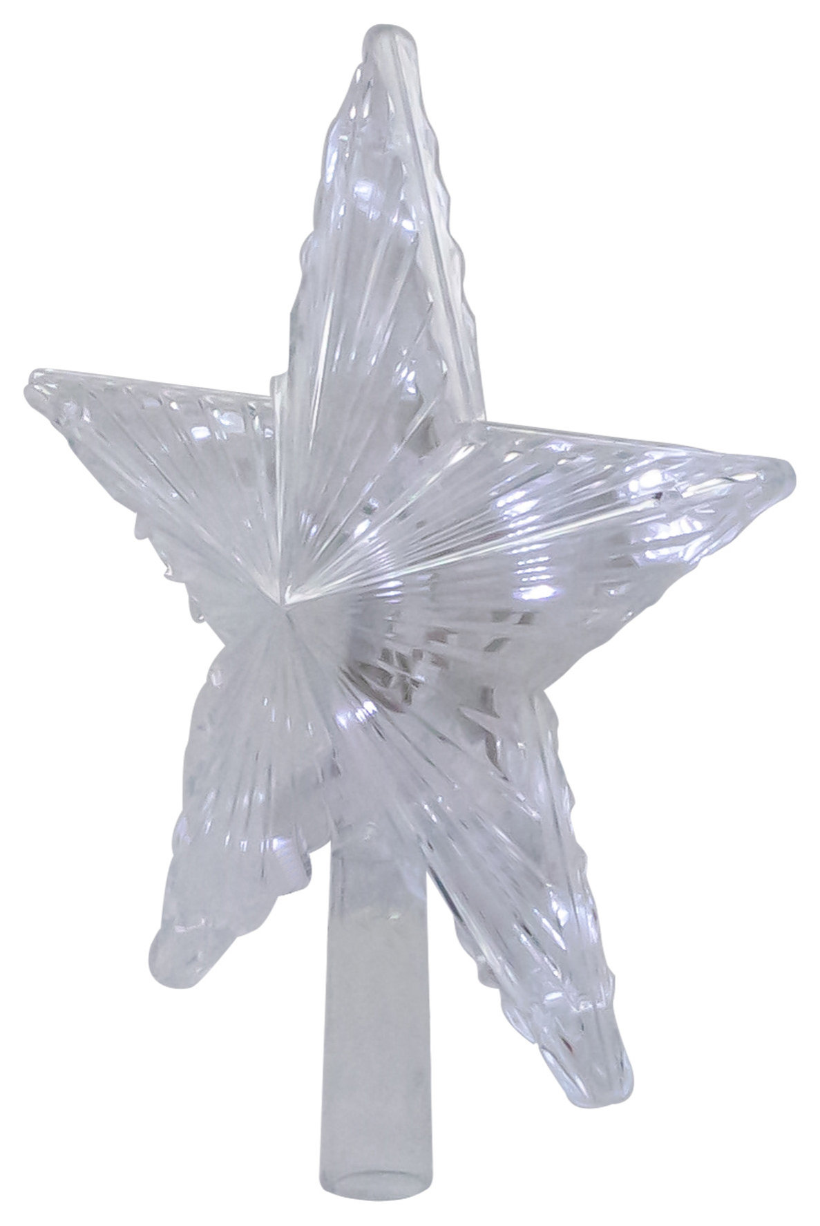 8.5" LED Lighted Clear 5 Point Star Christmas Tree Topper White Lights ...