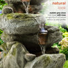 22" Tall Outdoor 3-Tier Rock Waterfall Fountain with LED Lights