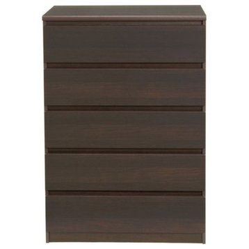 Atlin Designs 5-Drawer Contemporary Engineered Wood Chest in Coffee