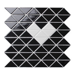 Heart Shape Pattern: Sweet Triangle Tile - TR2-SH-GB-W - Mosaic Tile